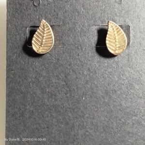 Gold Tone Leaf Post Earrings